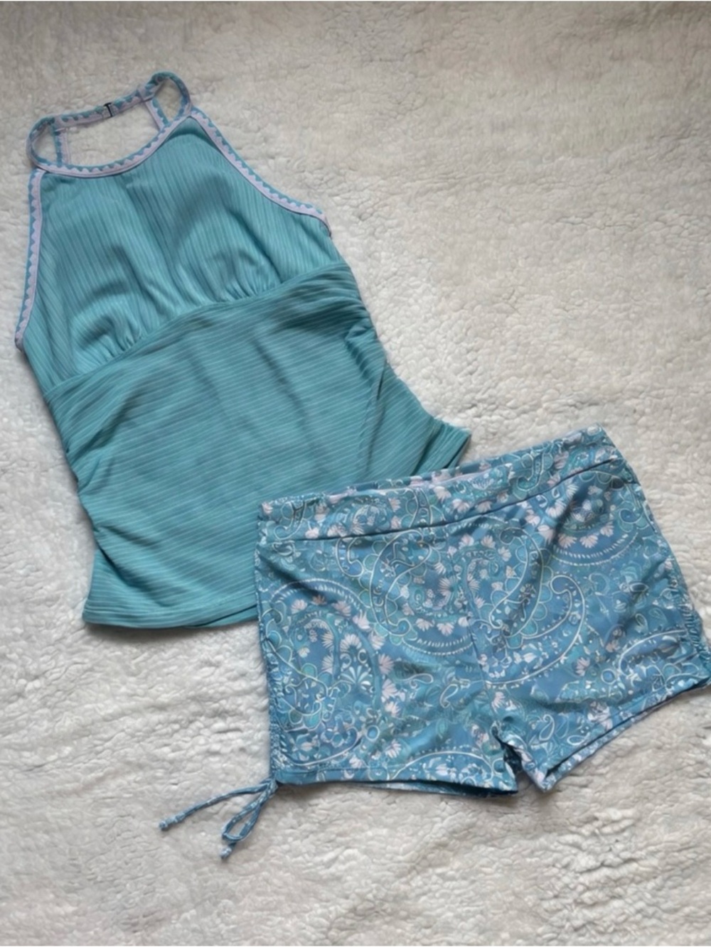 Turquoise Blue Paisley Women's Tankini Set Women’s Sz XXL NWT